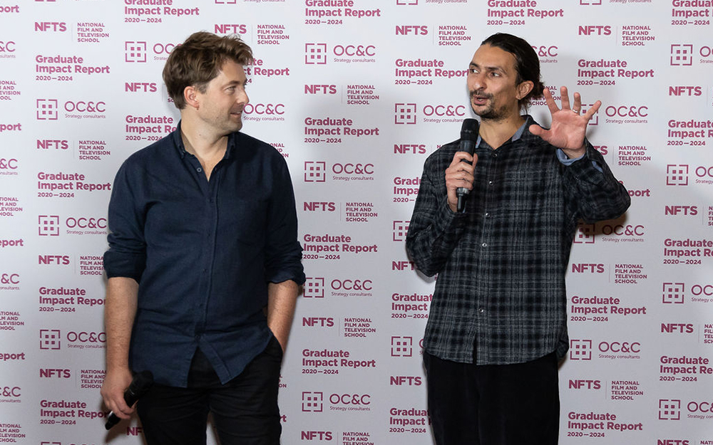 Industry member talking into microphone