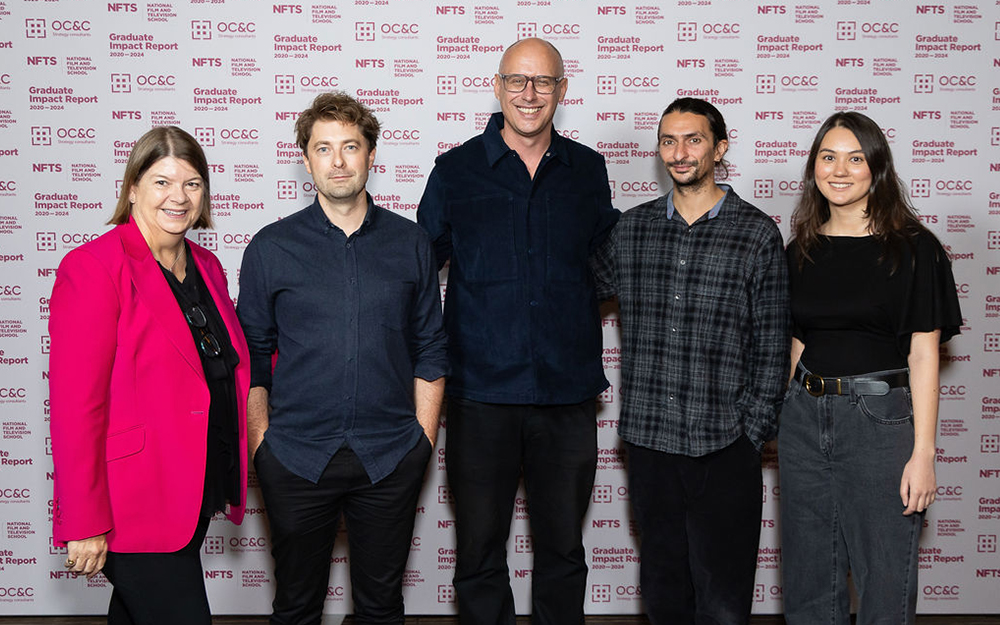 Sophie Turner Laing, Jon Wardle and others posing for camera