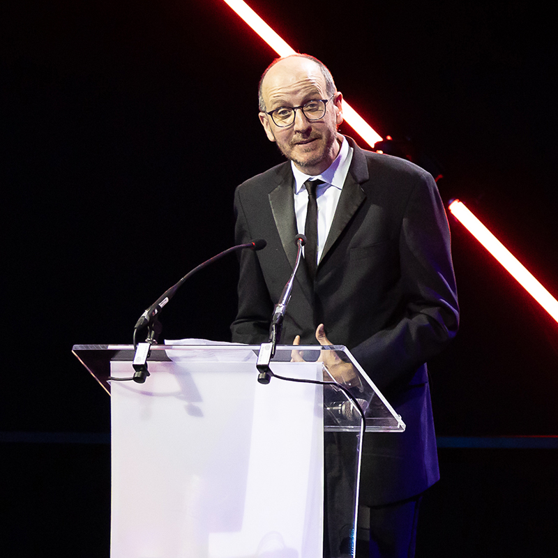 Jack Thorne making a speech at NFTS gala