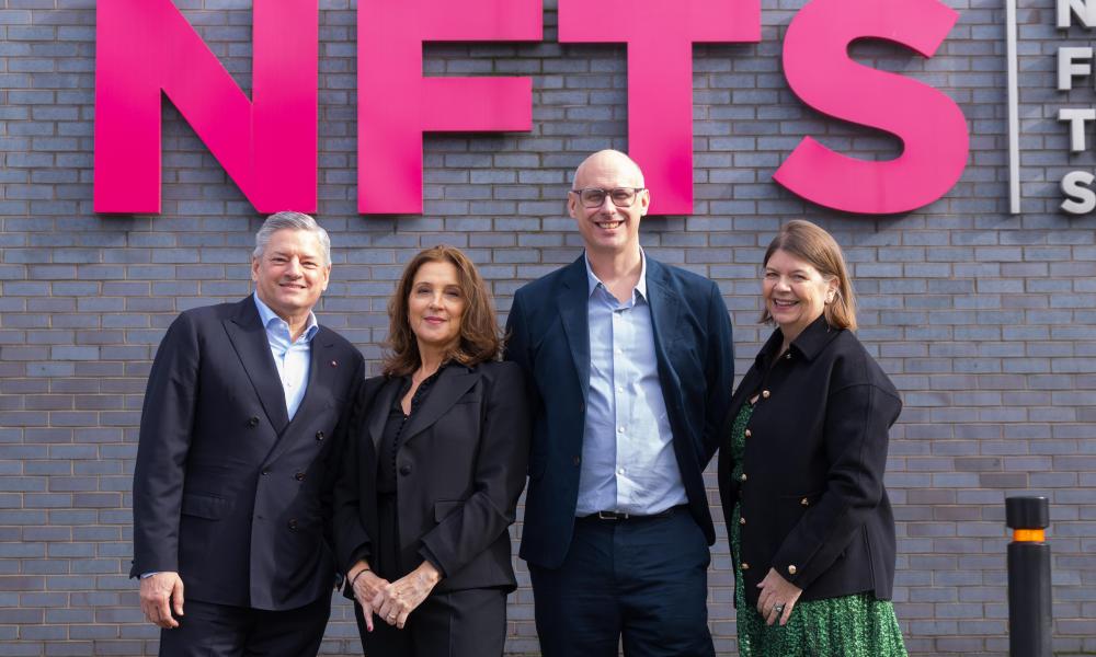 (L-R) Ted Sarandos, Barbara Broccoli, Jon Wardle, Sophie Turner Laing